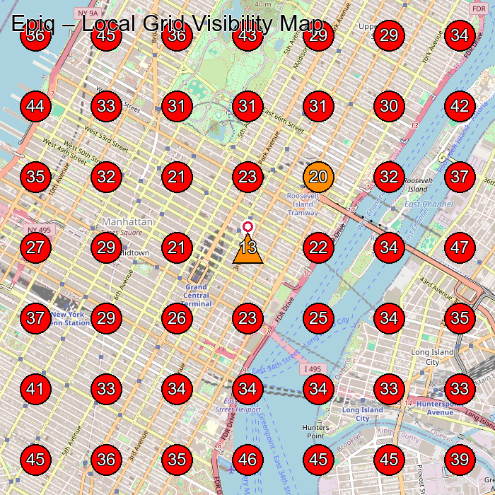 Epiq GeoGrid visibility map for Legal Services in New York